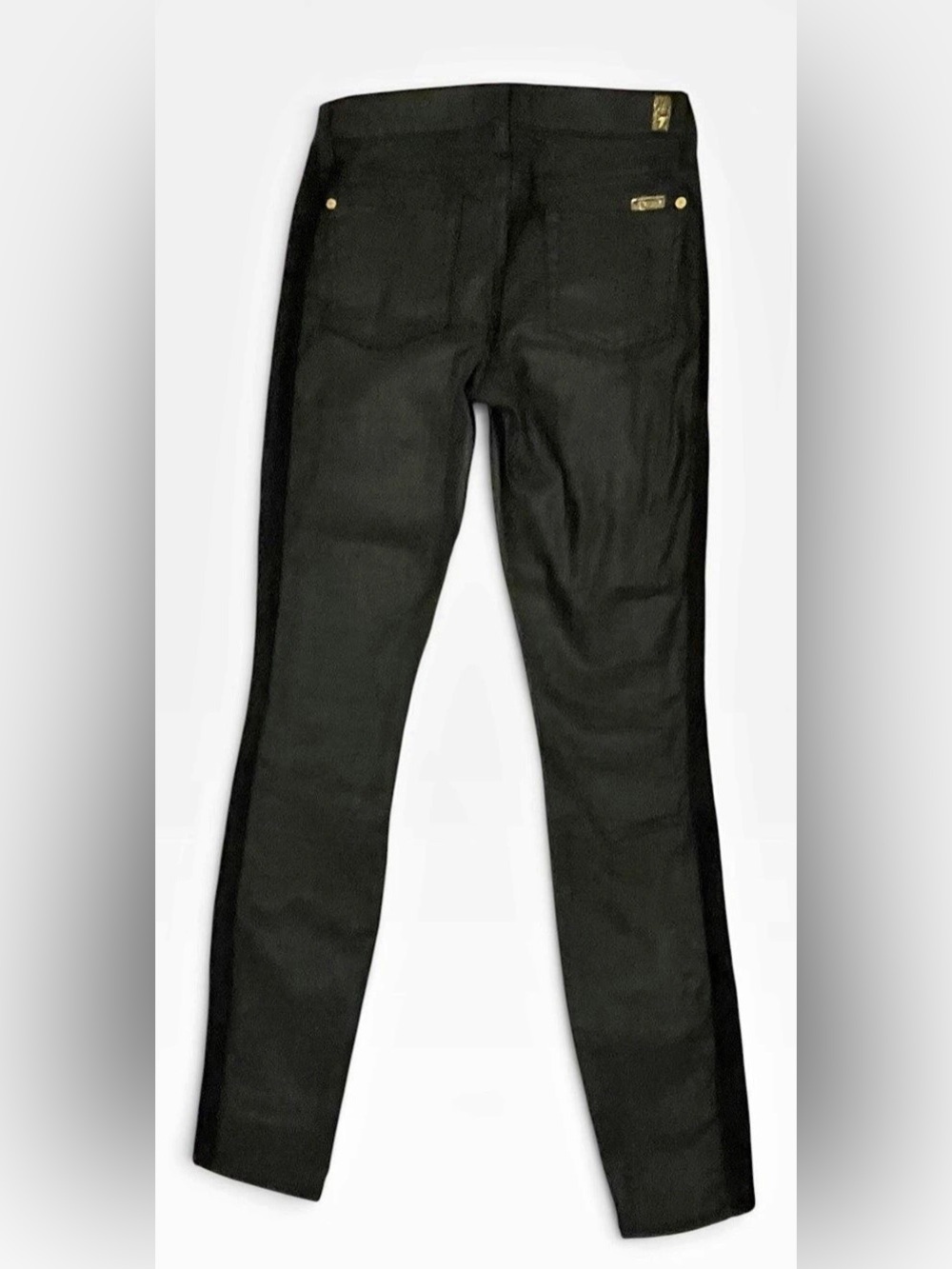 7 For All Mankind Coated Skinny Jeans with lace textured  Side panels